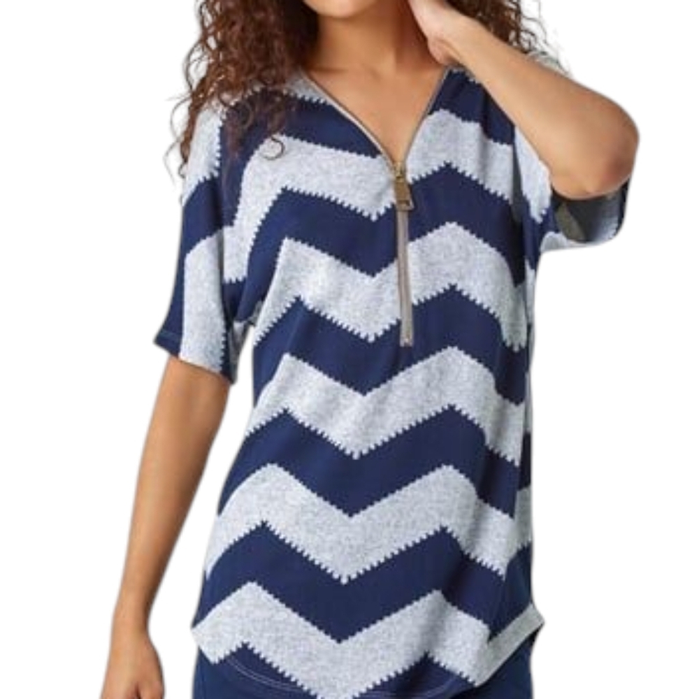 Suzy Shier Dolman Sleeve Sweater Top Chevron Pattern Size Small